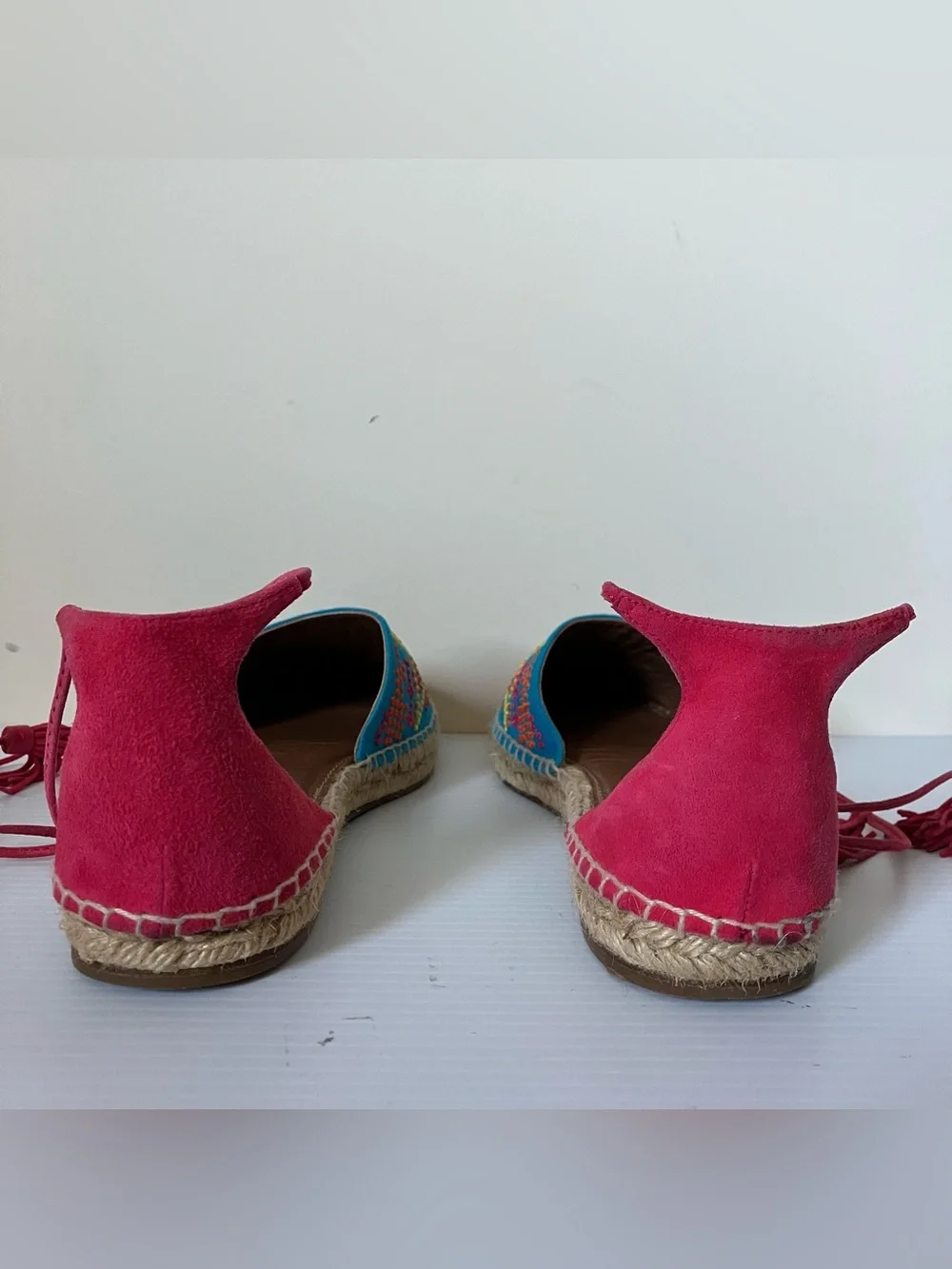 Aquazzura Colorful Beaded Lace-Up Espadrilles Embroidered Resort Flats size 39.5